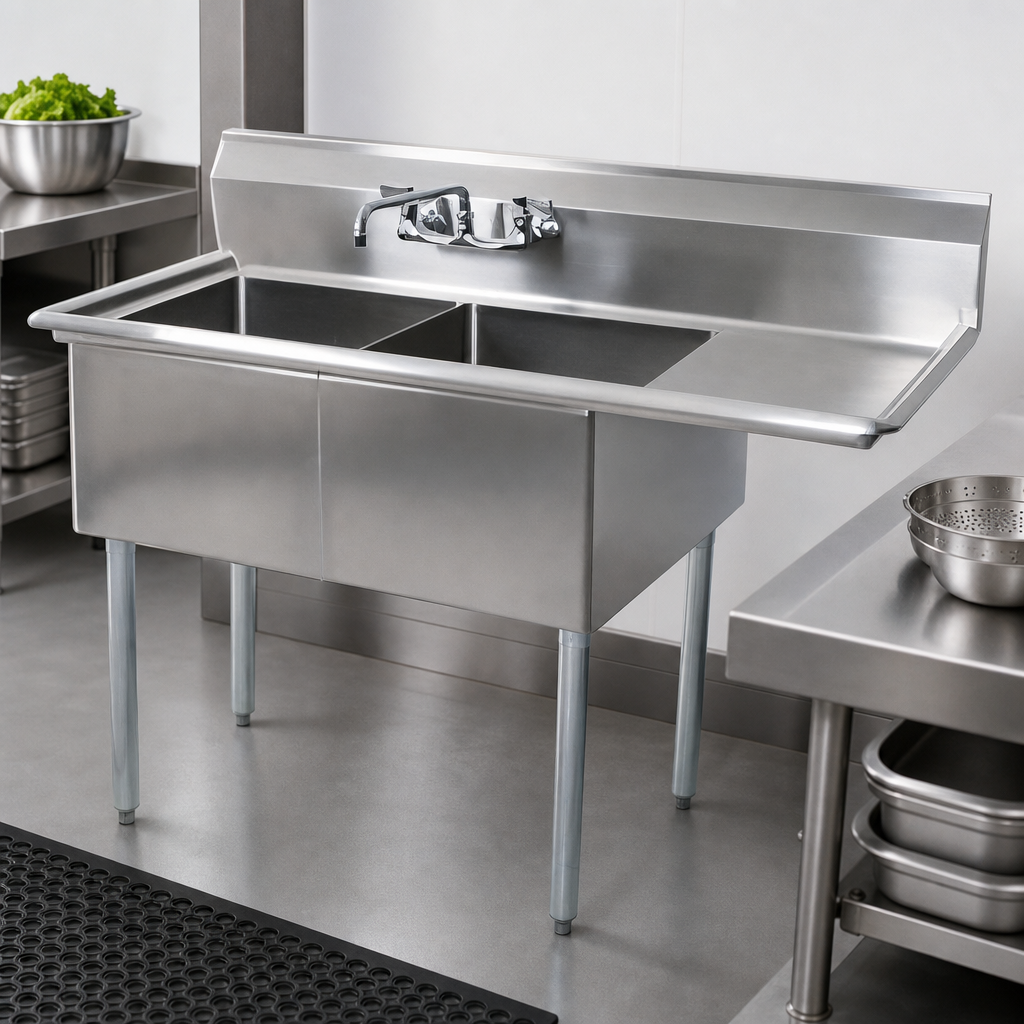 Two Compartment Sink with Right Drainboard