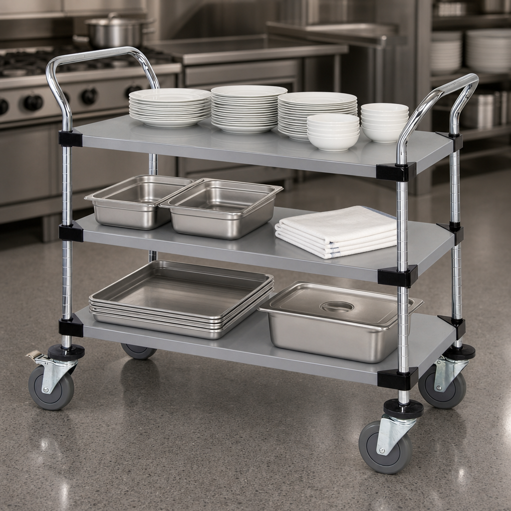 Three Solid Stainless Steel Shelves