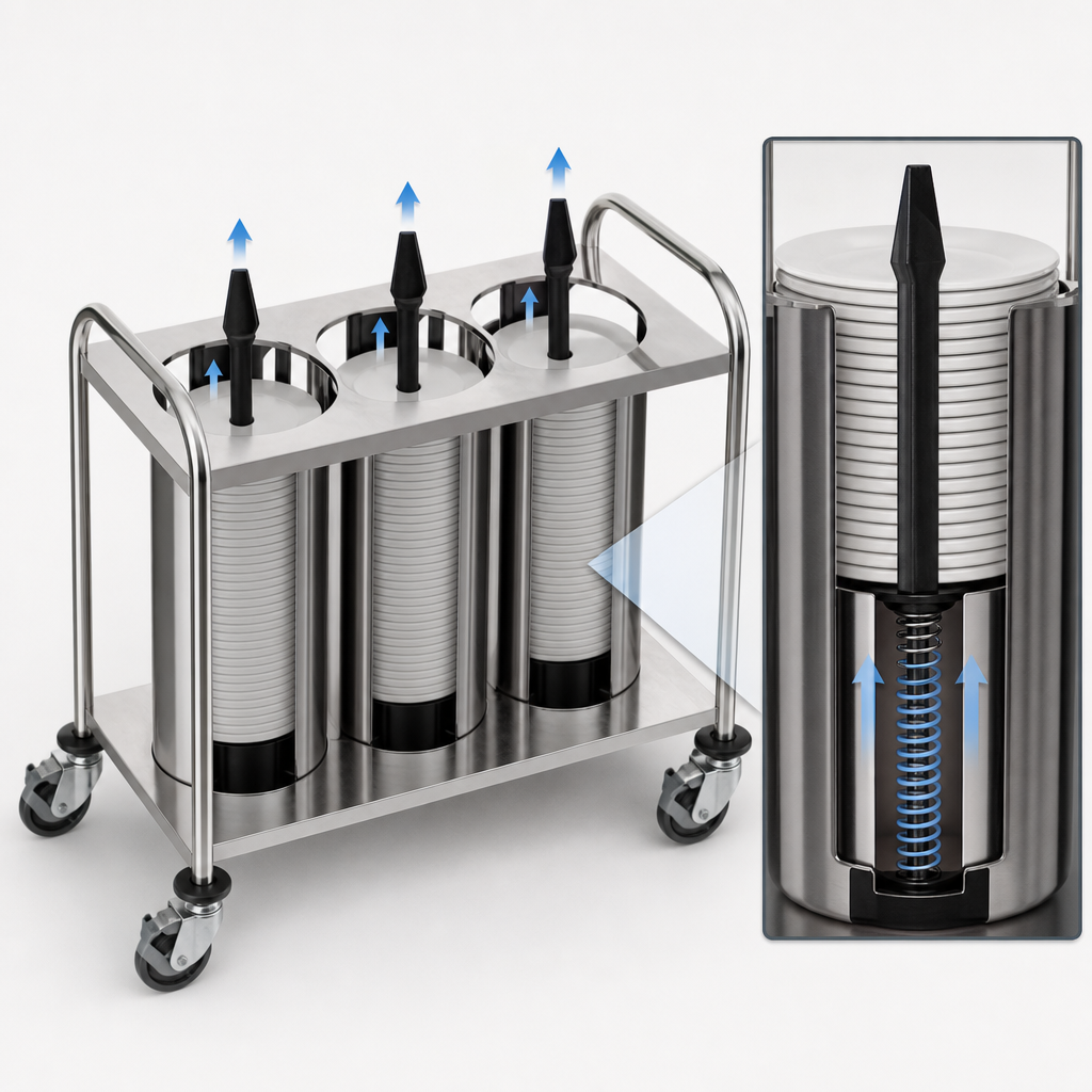 Three Self-Elevating Dispensing Tubes
