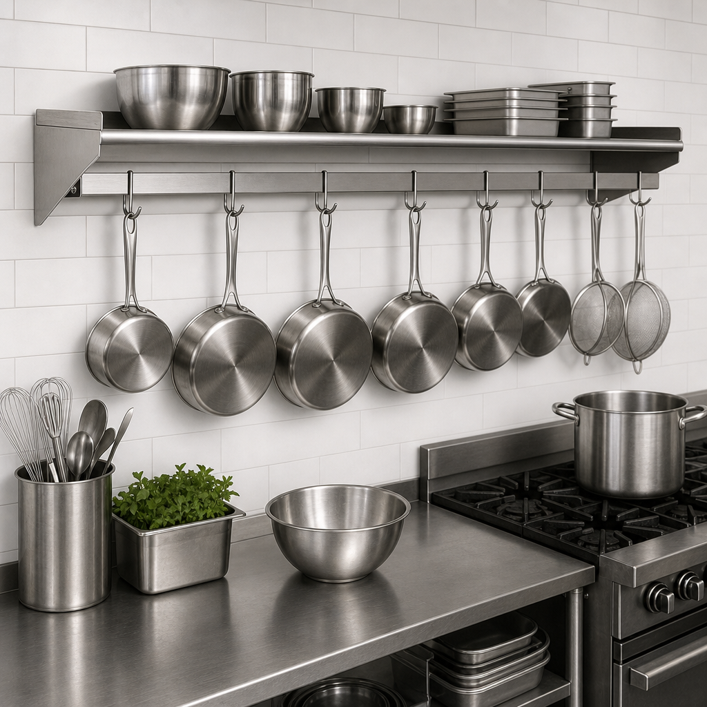 Wall-Mounted Pot Rack Shelf