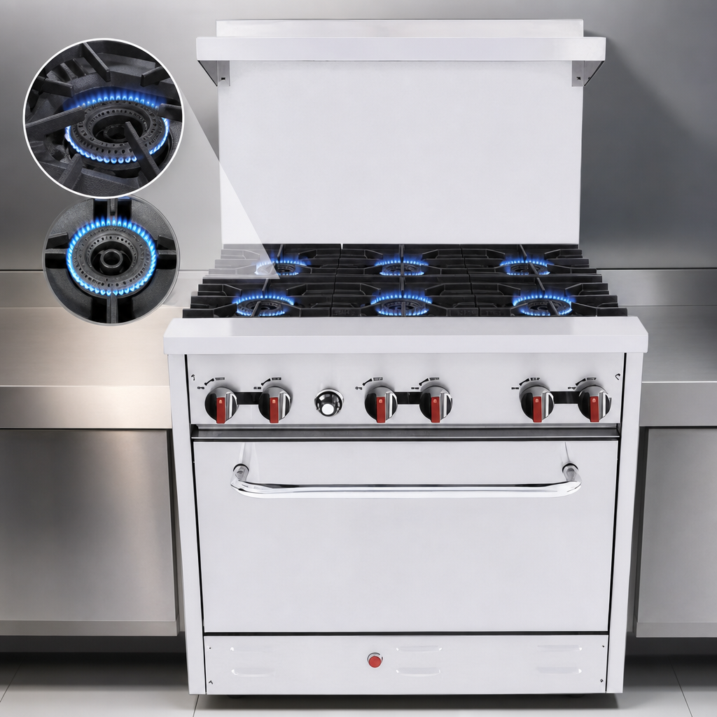 Six Open-Top Burners