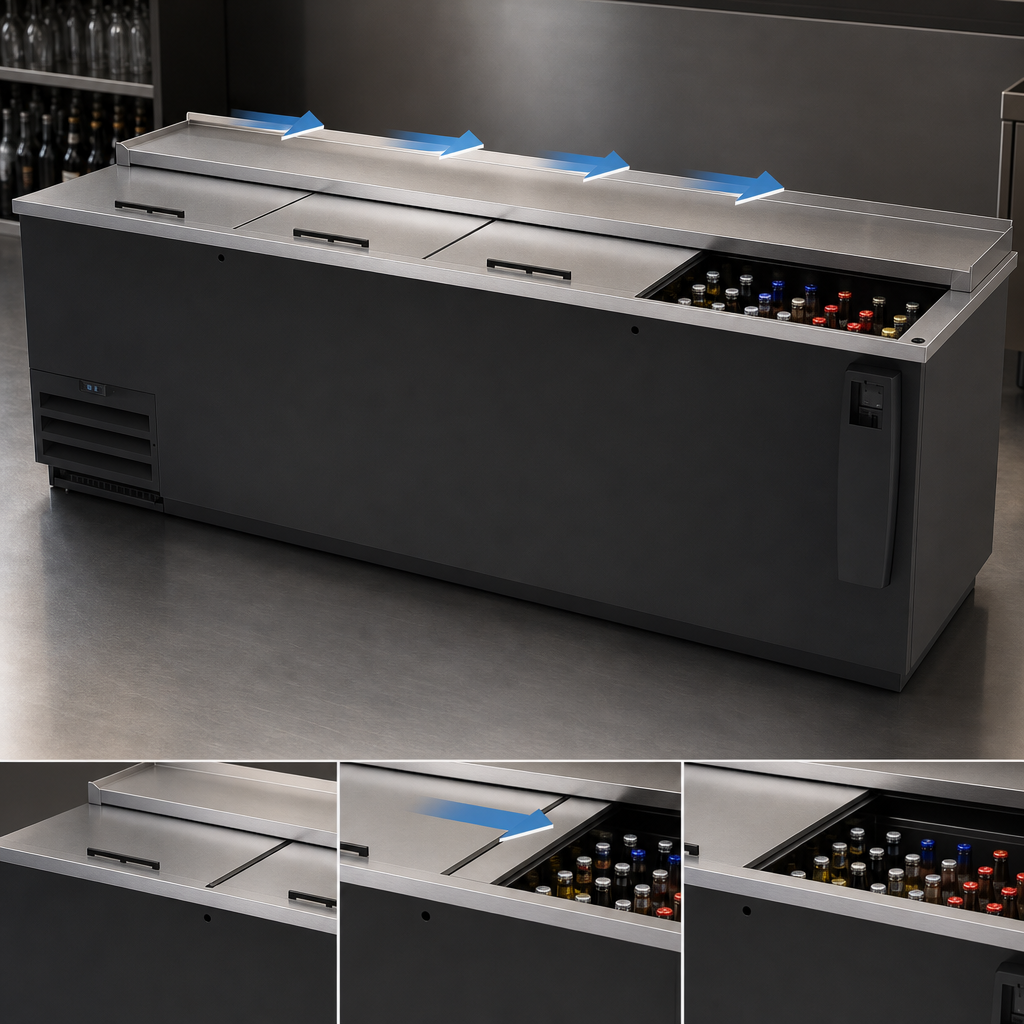 Four Sliding Stainless Steel Lids