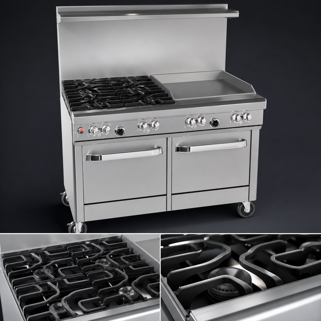 Four Non-Clog Burners with Wavy Grates