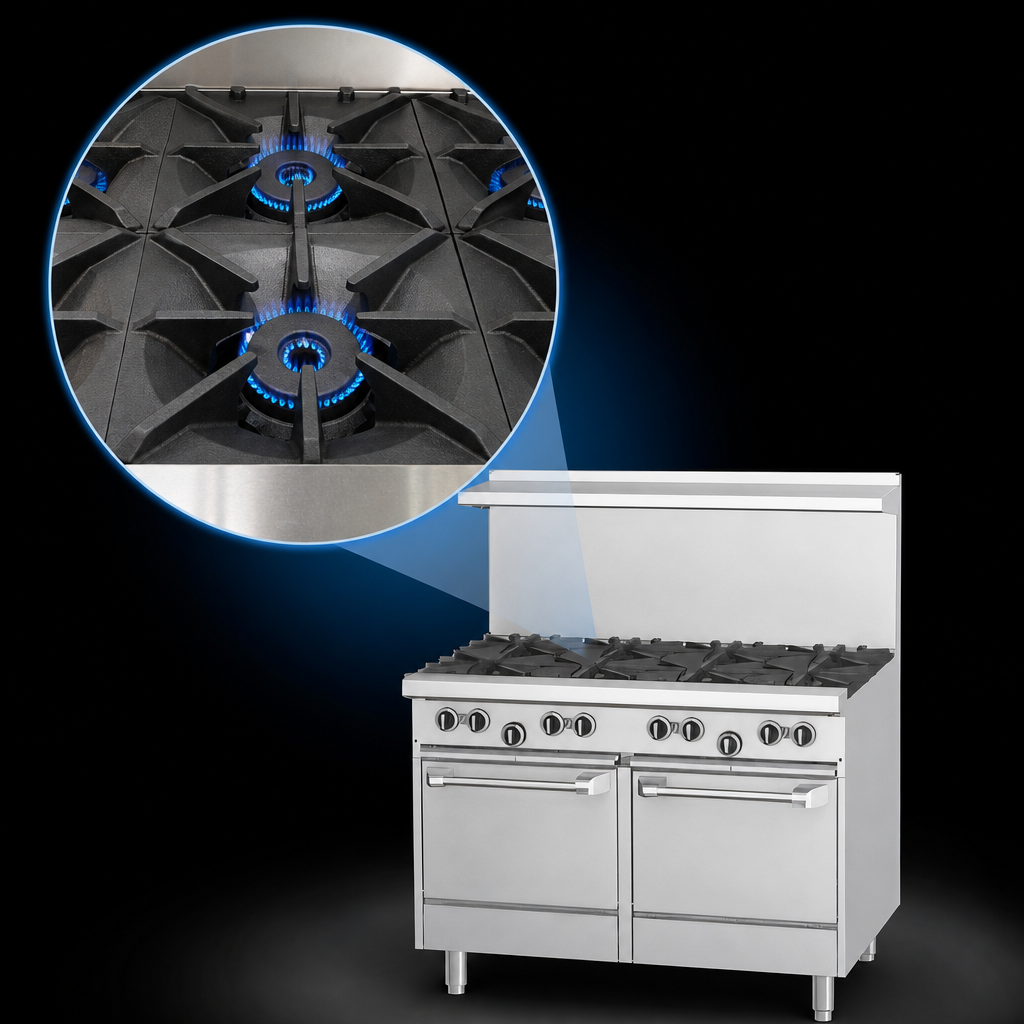 Six 32,000 BTU Open Burners