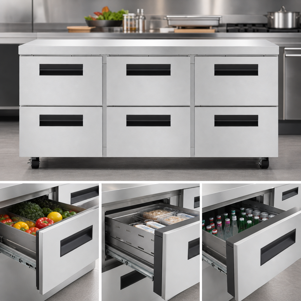 Six-Drawer, Three-Section Storage