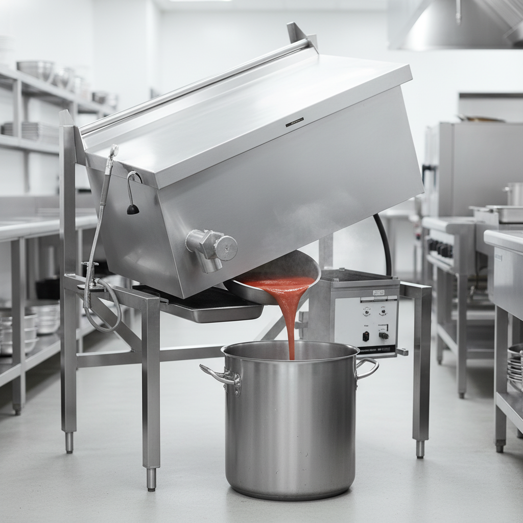 Experience effortless pouring and simplified cleaning with the advanced power tilting pan mechanism.