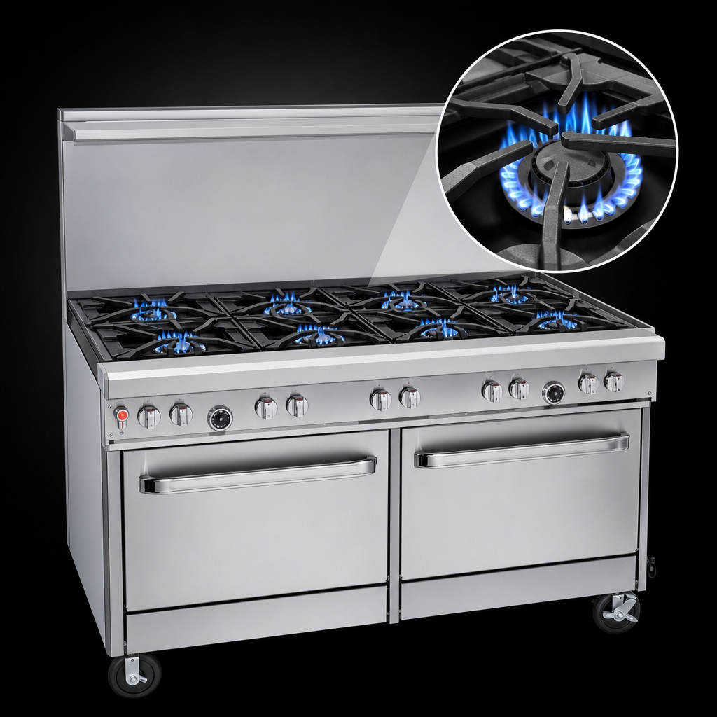 Six Non-Clog Open Burners