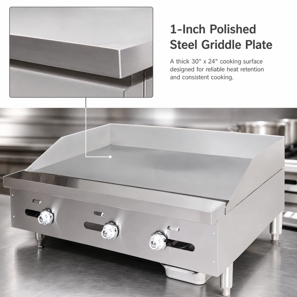 1-Inch Polished Steel Griddle Plate