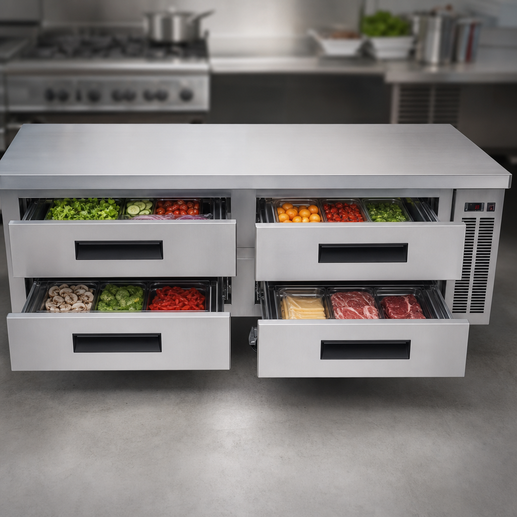 Four Refrigerated Pull-Out Drawers