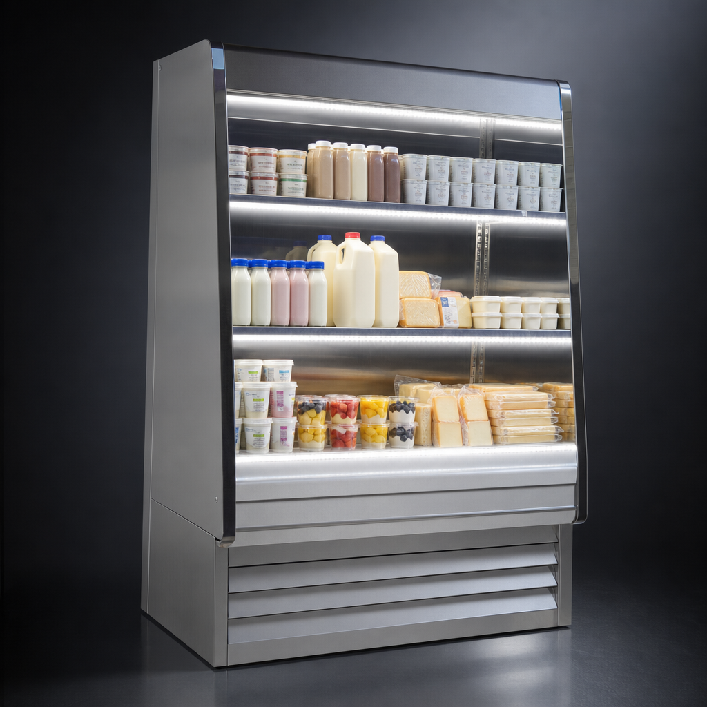 Three Rows Of LED Lighted Shelves