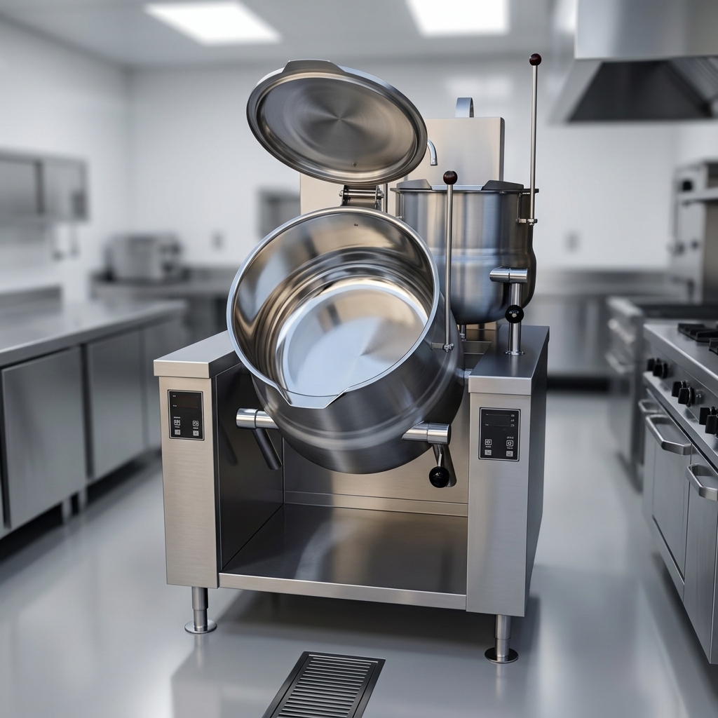 This image highlights the gleaming 316 stainless steel kettle liner, engineered for superior corrosion resistance and lasting performance in demanding kitchens.