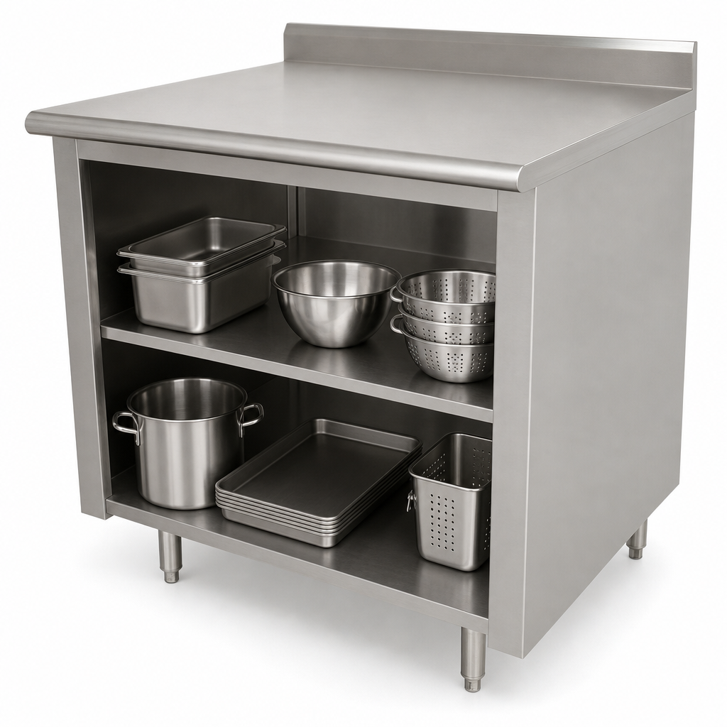 Open Front Cabinet Base with Mid-Shelf
