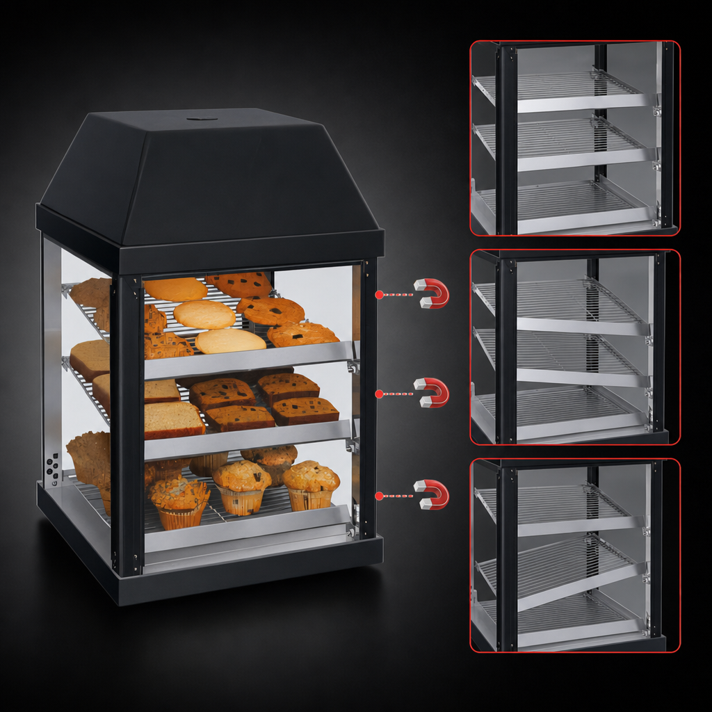Three Magnetically Adjustable Shelves
