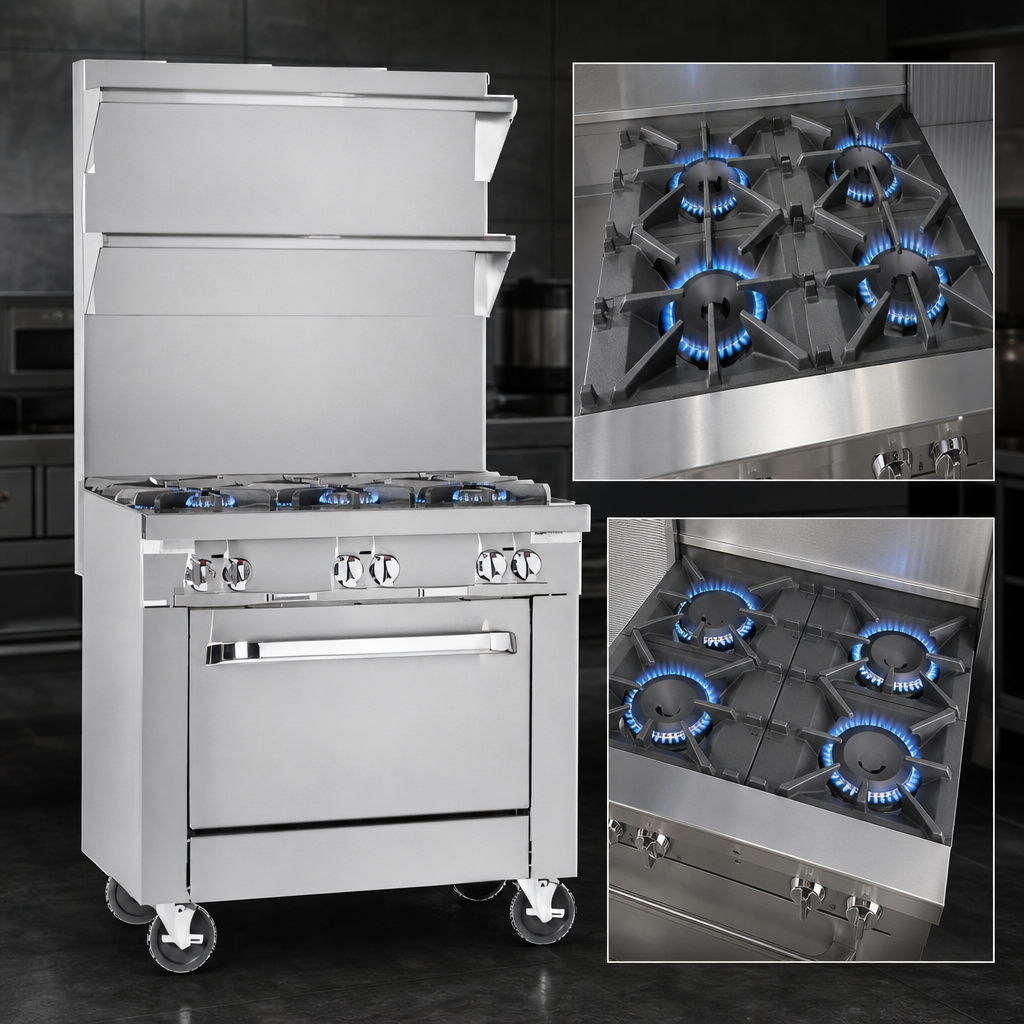Six 35,000 BTU Burners