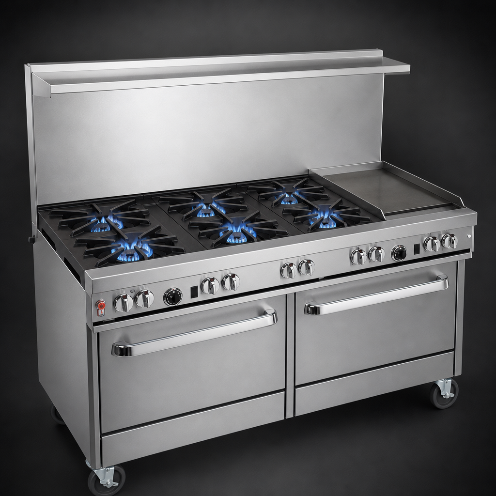 Six Non-Clog Open Burners