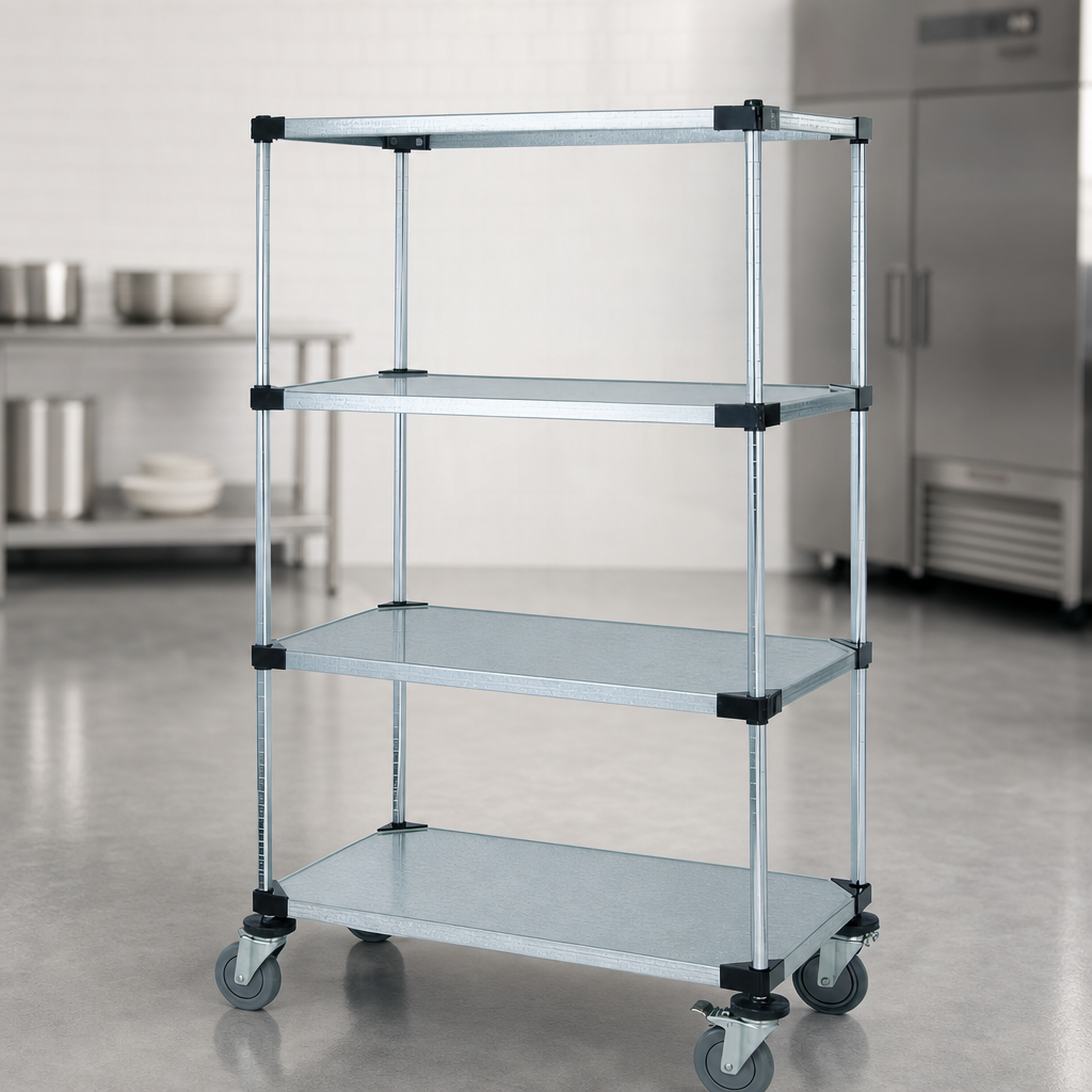 Four Solid Galvanized Steel Shelves