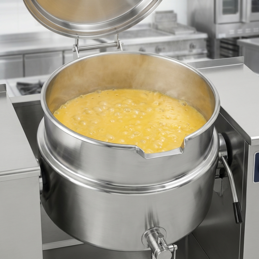 Experience superior, even heat distribution for consistent cooking results with the kettle's efficient 2/3 jacket design.