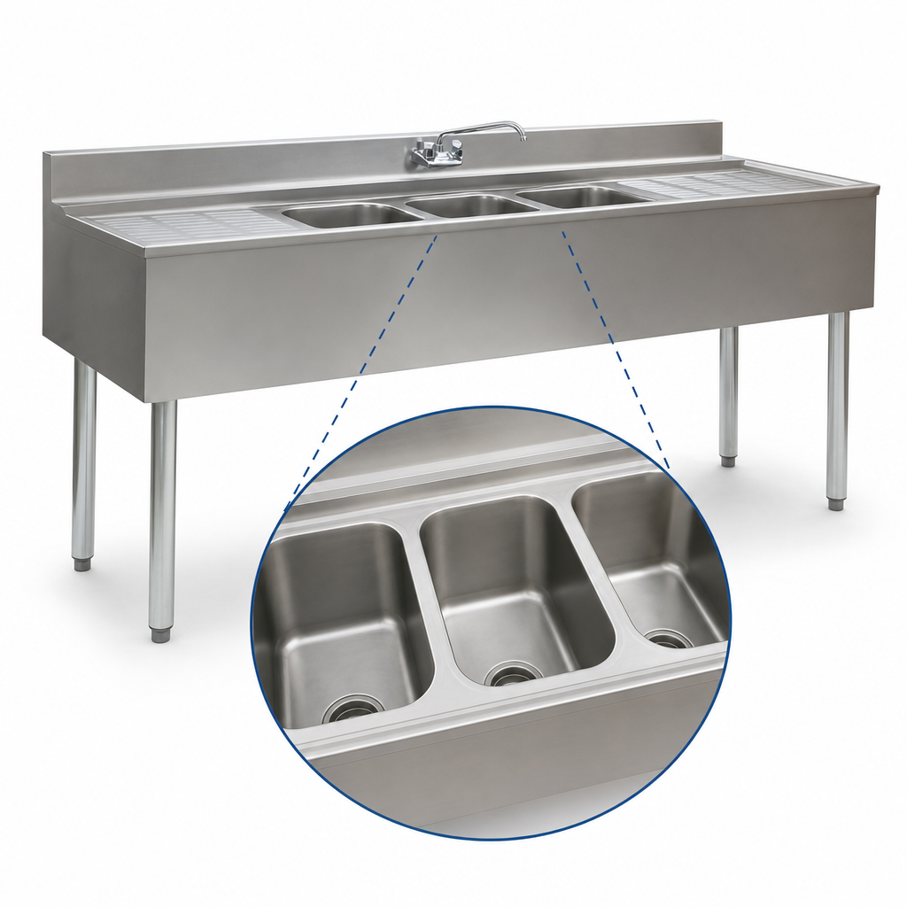Three Deep-Drawn Compartments