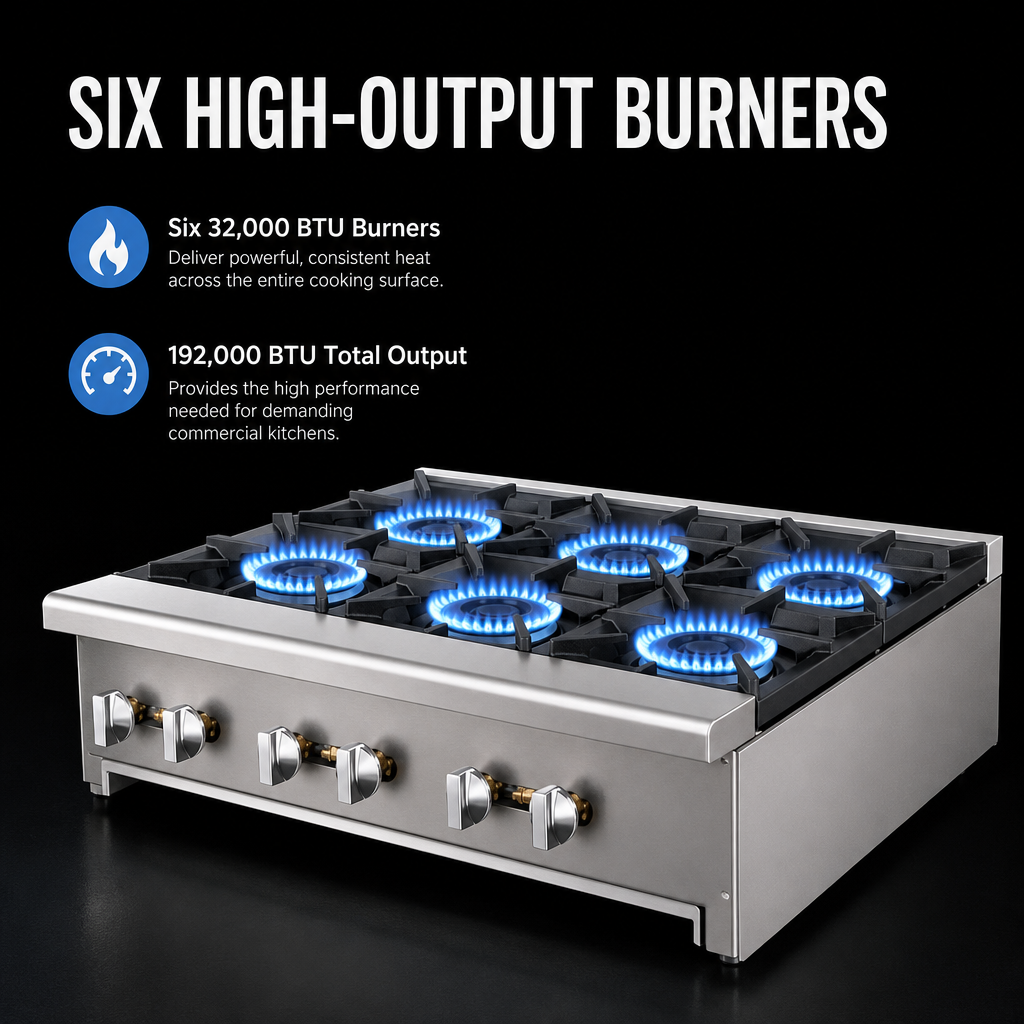 Six High-Output Burners