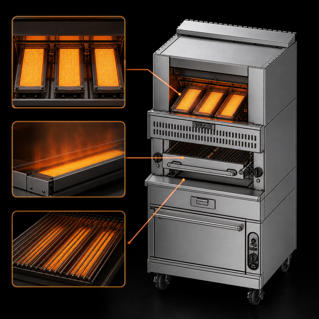 Three Ceramic Radiant Burners