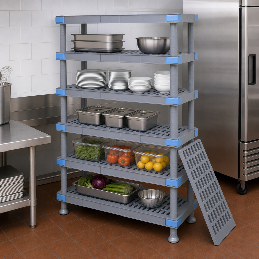 Five Open Grid Shelves