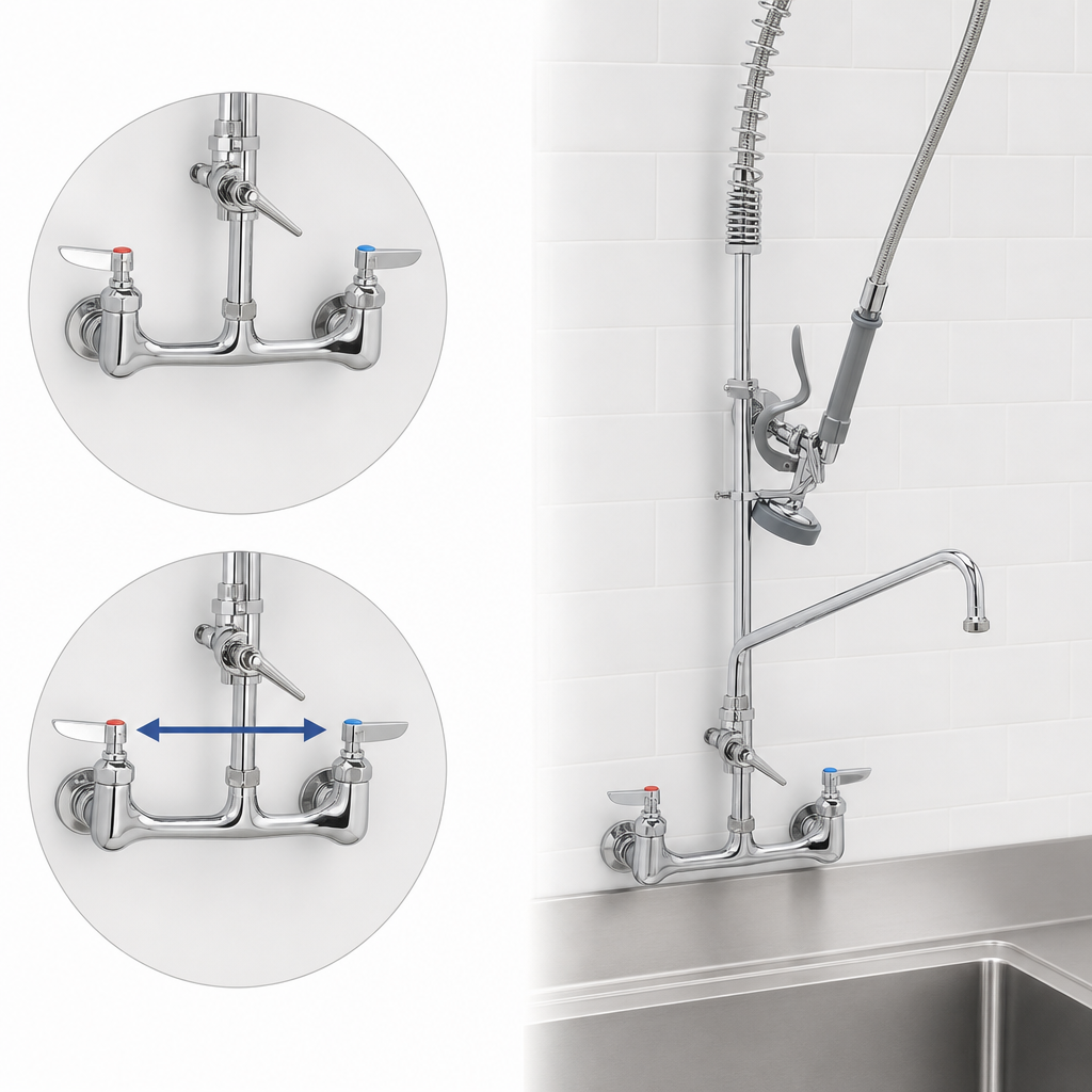 8-Inch Wall Mount Mixing Faucet