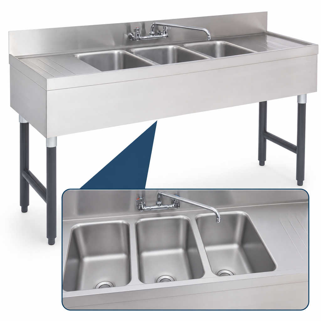 Three Deep-Drawn Sink Bowls