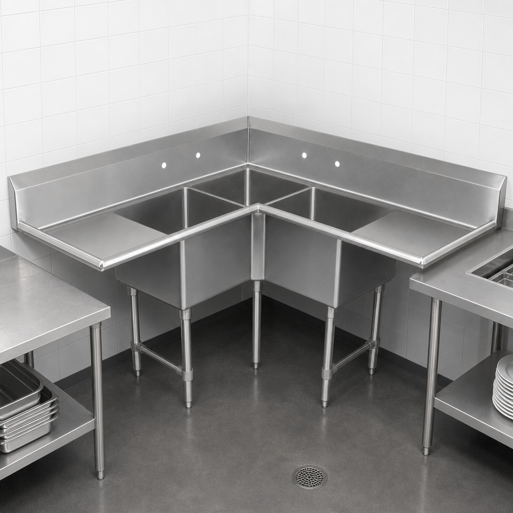 Three-Compartment Corner Layout