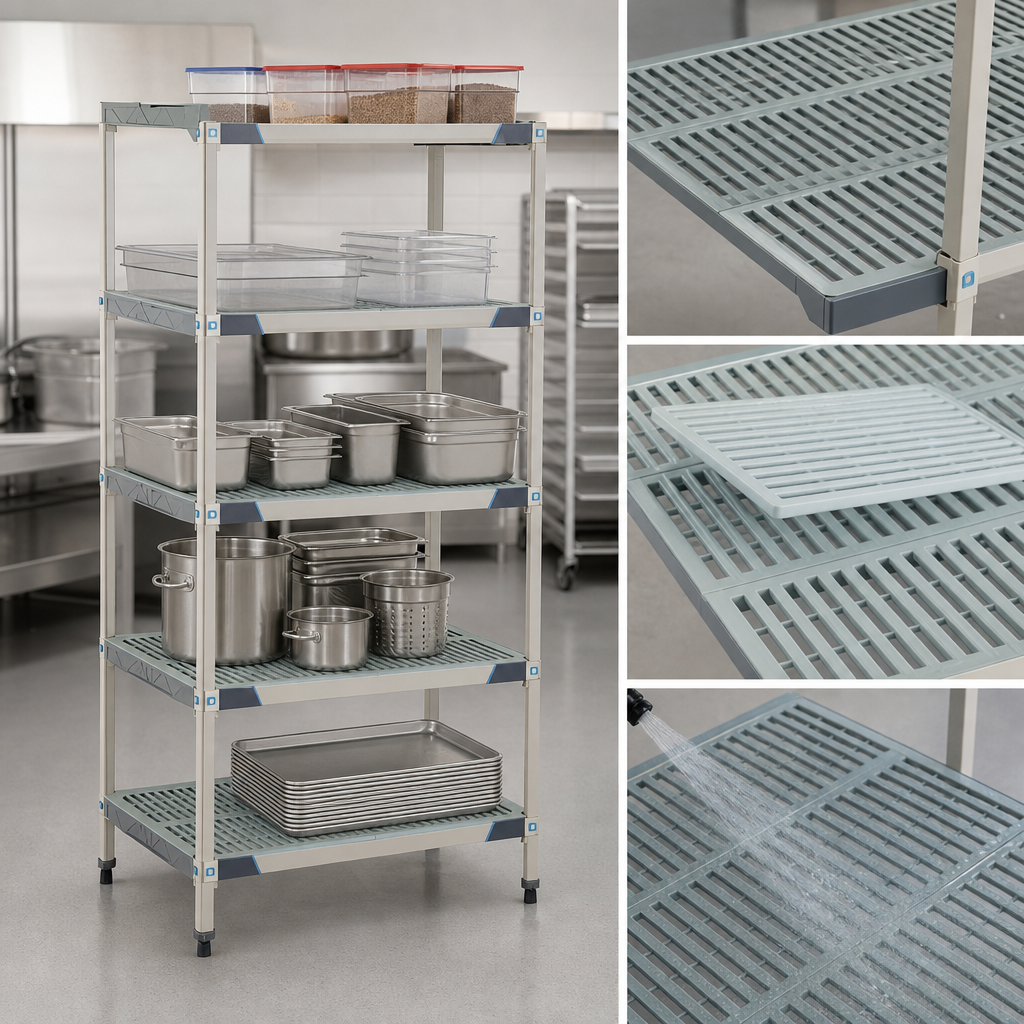 Open Grid Polymer Shelves