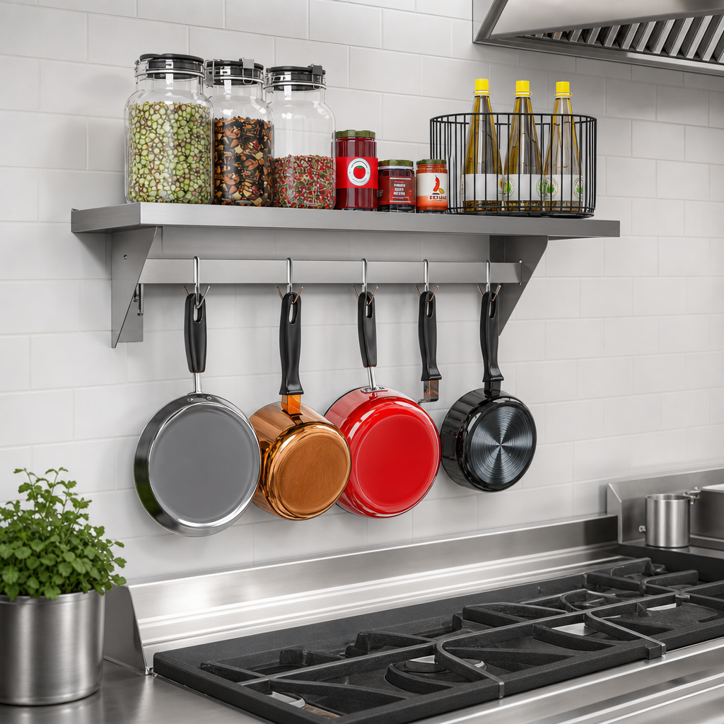 Wall Shelf with Pot Rack