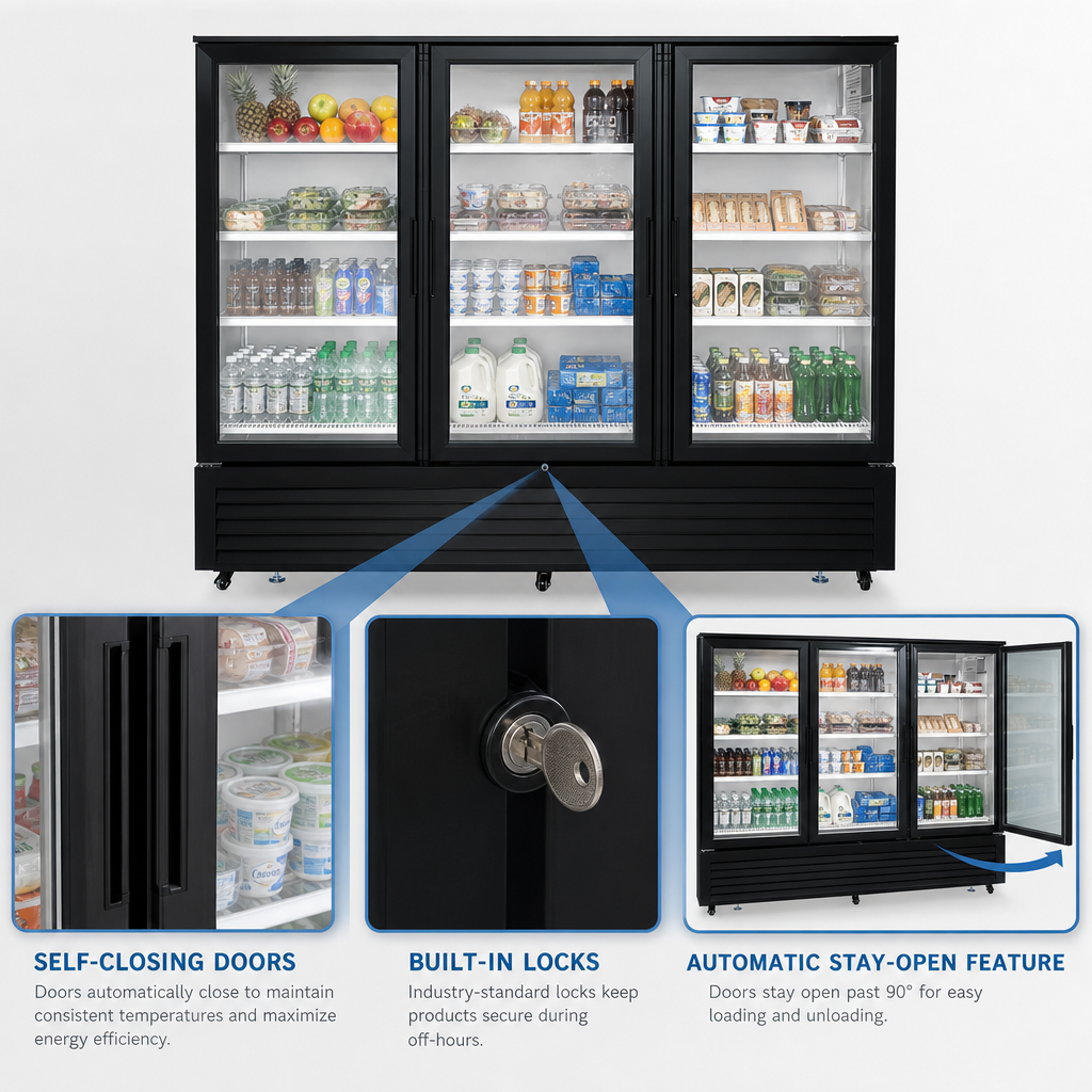Self-Closing Locking Glass Doors