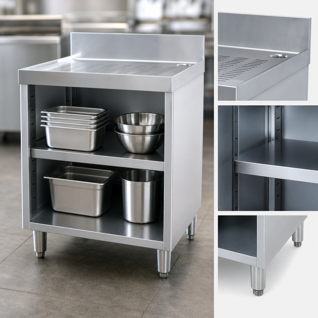 Open Cabinet Base with Mid-Shelf