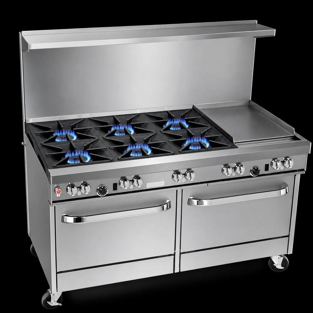Six Non-Clog Open Burners