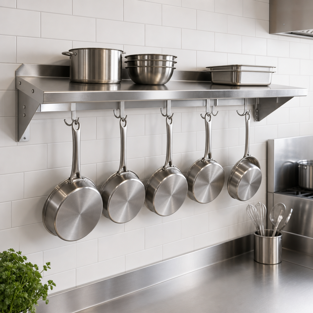 Wall-Mounted Pot Rack Shelf