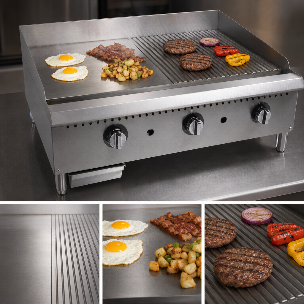 Half Smooth / Half Grooved Cooking Surface