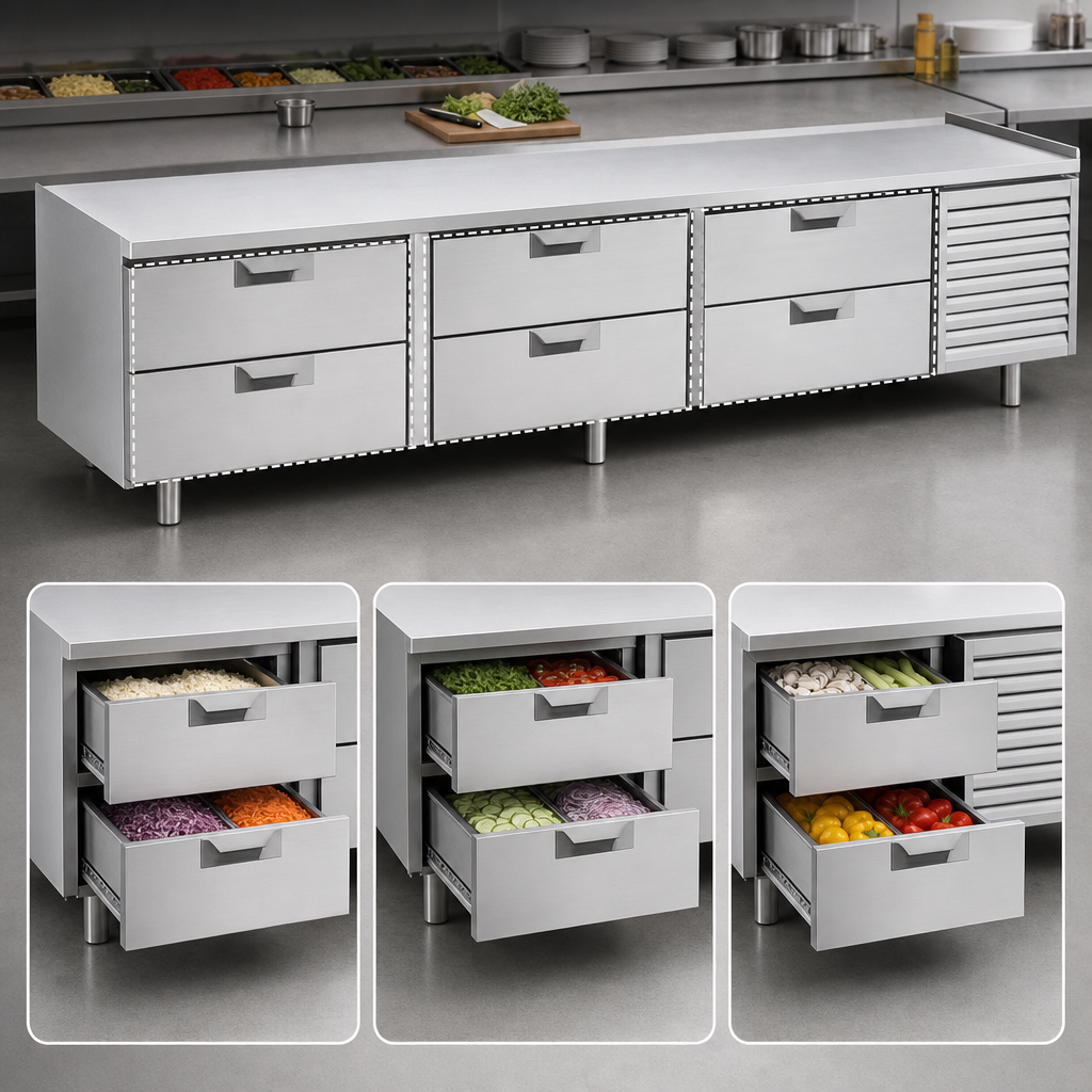 Three-Section, Six-Drawer Layout