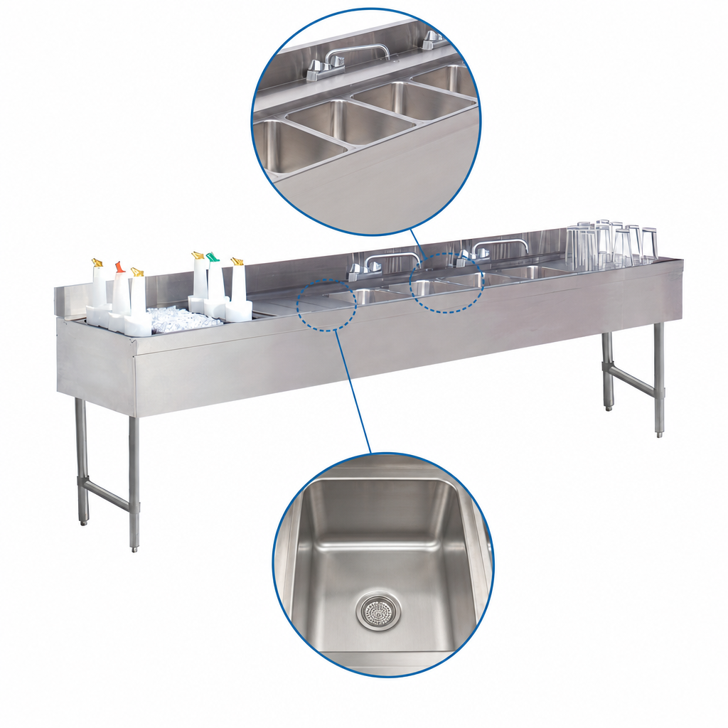Four Deep-Drawn Sink Bowls