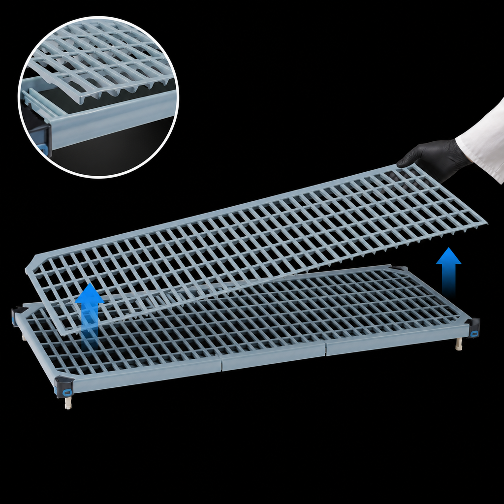 Removable Open-Grid Polymer Shelf Mats