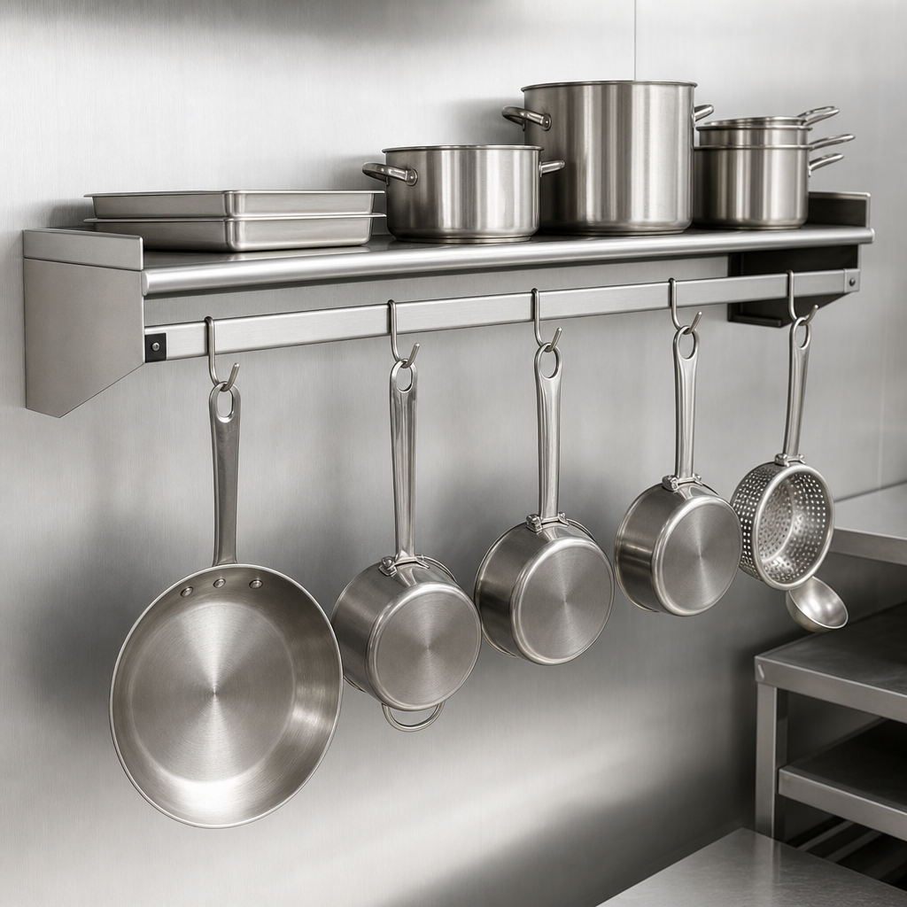 Wall Shelf with Integrated Pot Rack