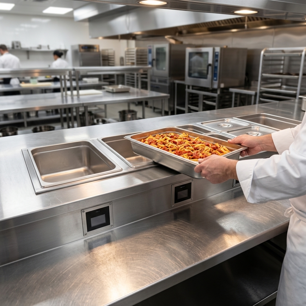 This image highlights the Duke WW-5's innovative waterless dry operation, simplifying installation and eliminating the need for daily draining in busy commercial kitchens.