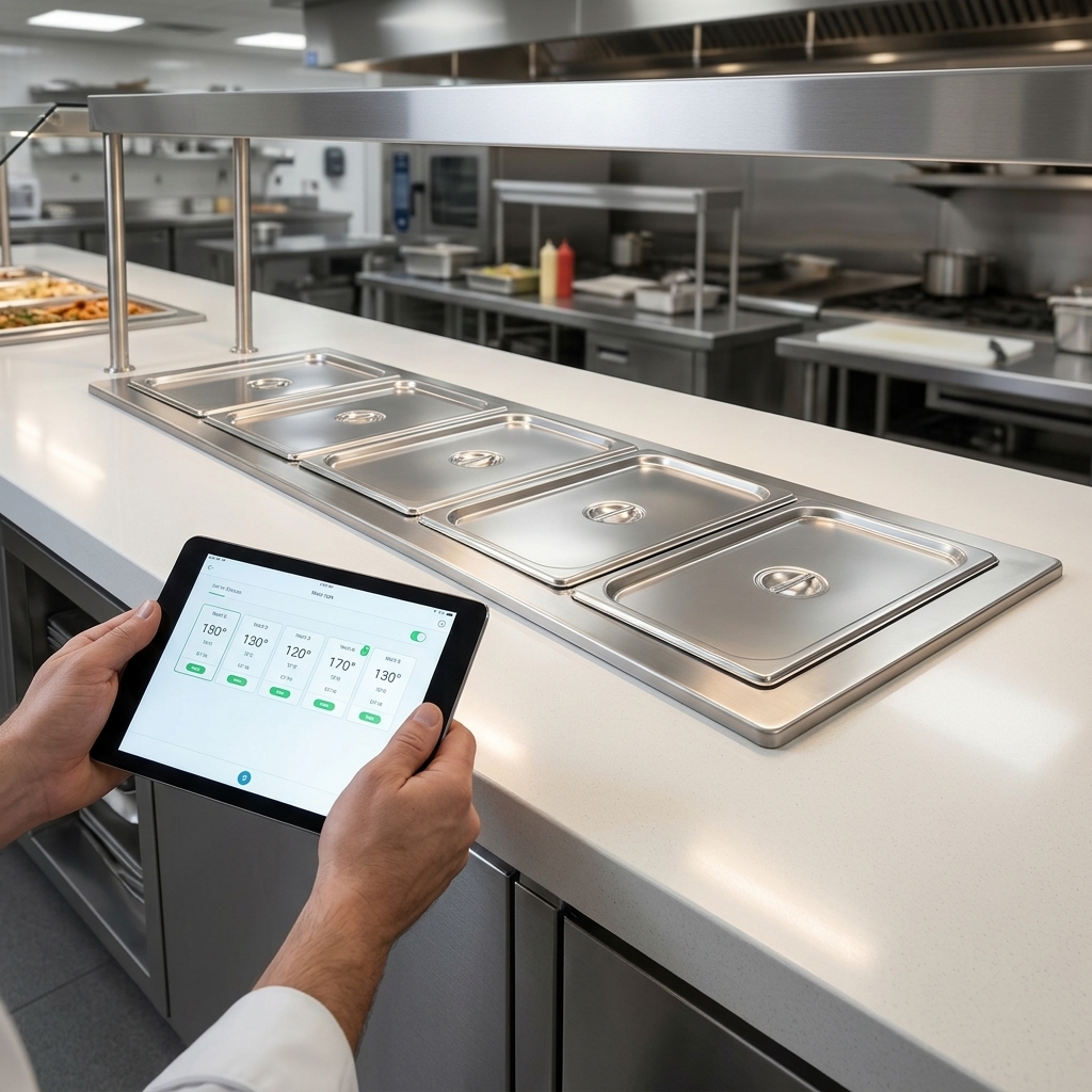 Monitor and control your hot food wells remotely with ease thanks to the unit's intuitive Wi-Fi enabled controls.