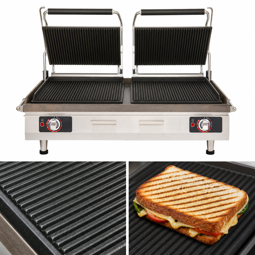 Grooved Cast Iron Cooking Surface