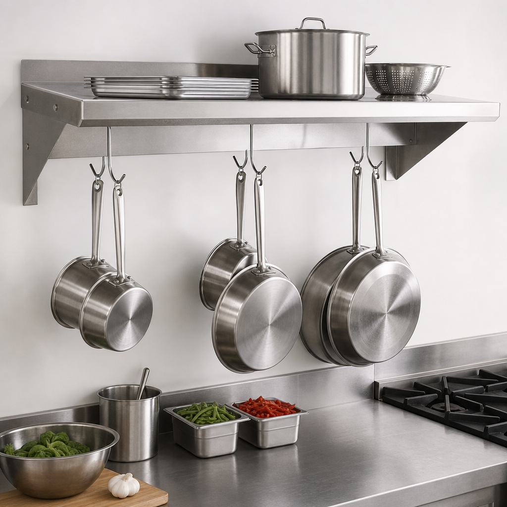 Wall-Mount Pot Rack Overshelf