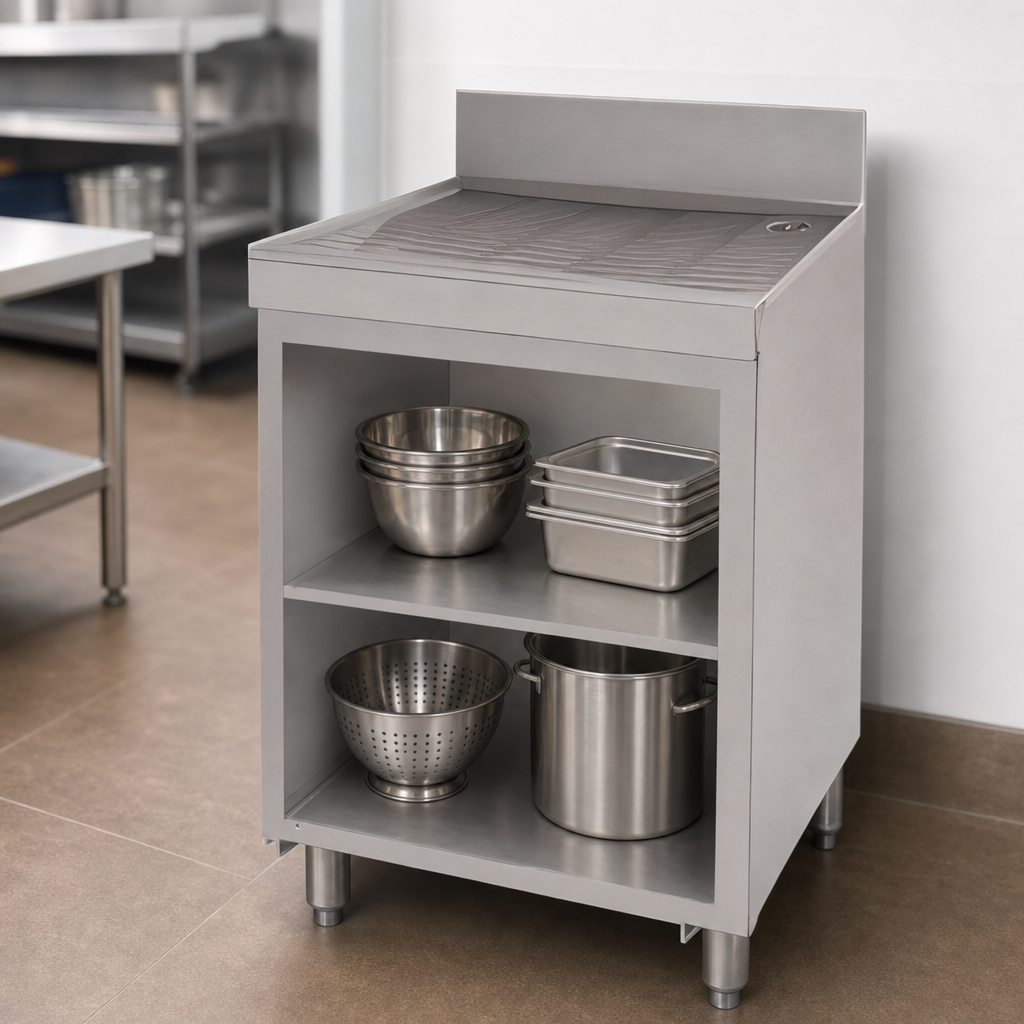 Open Cabinet Base with Mid-Shelf