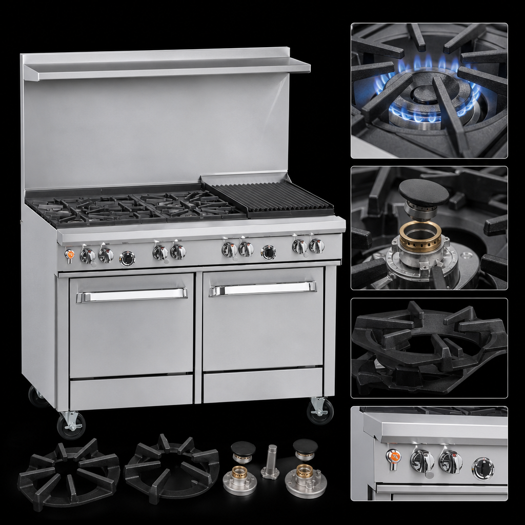 Four Non-Clog Open Burners