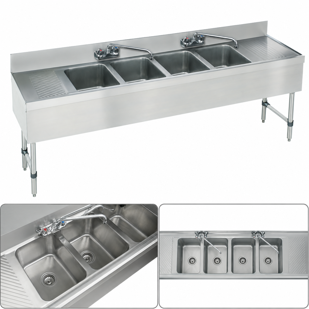 Four Deep Drawn Sink Bowls
