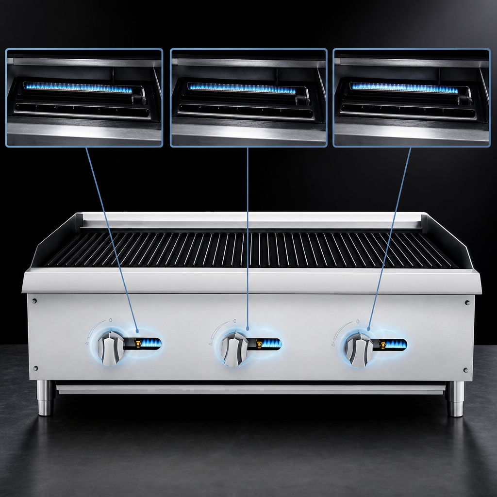 Three 35,000 BTU Burners
