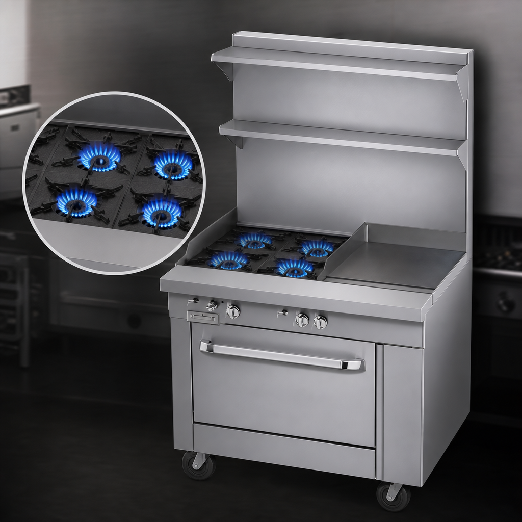 Four 35,000 BTU Open Burners