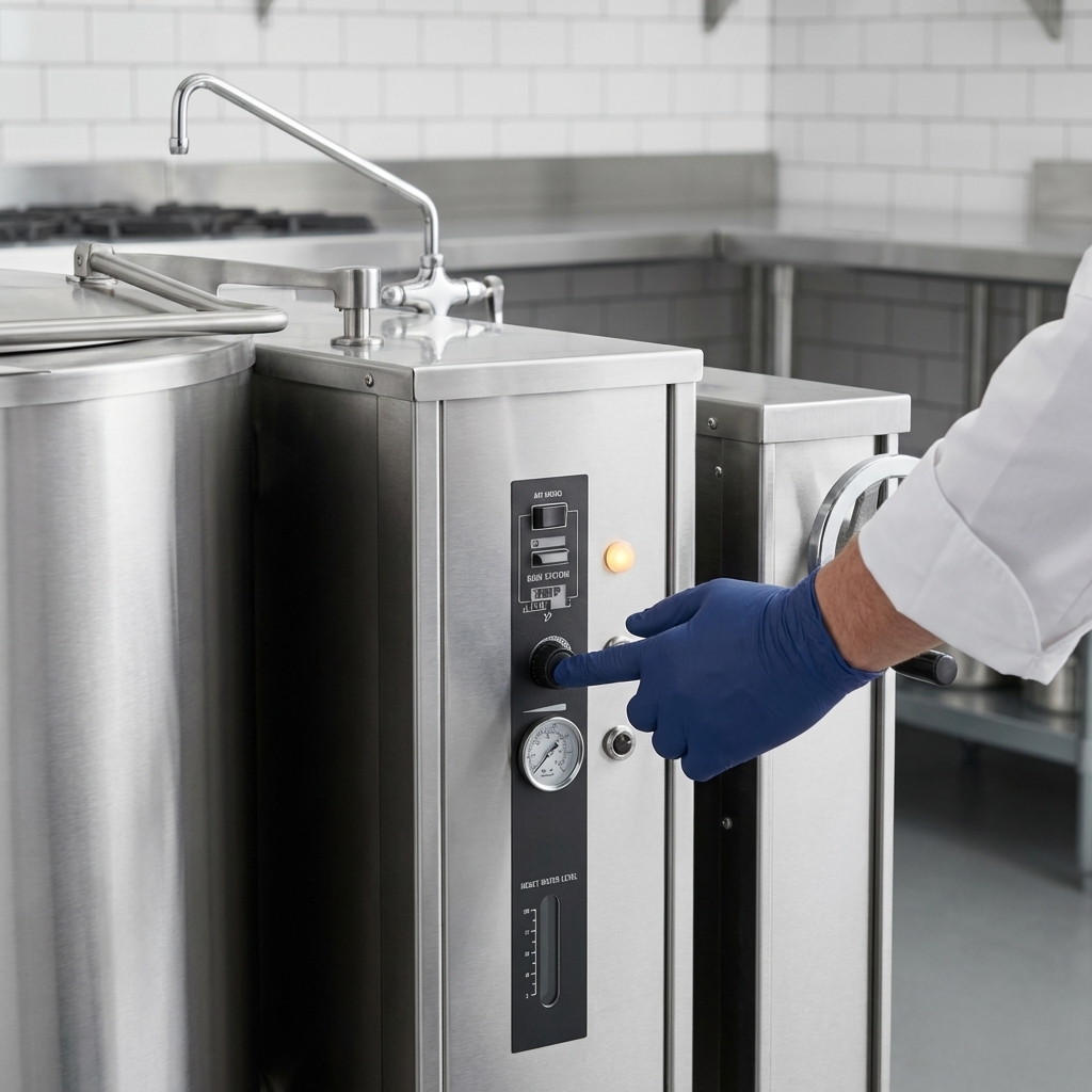 Effortlessly and safely start your Crown GLT-30 steam kettle with its reliable electronic ignition system.