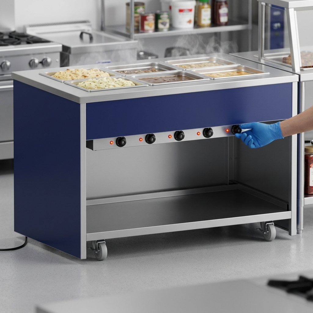 Precisely manage each dish's temperature with independent thermostatic controls and illuminated pilot lights for every hot food well.